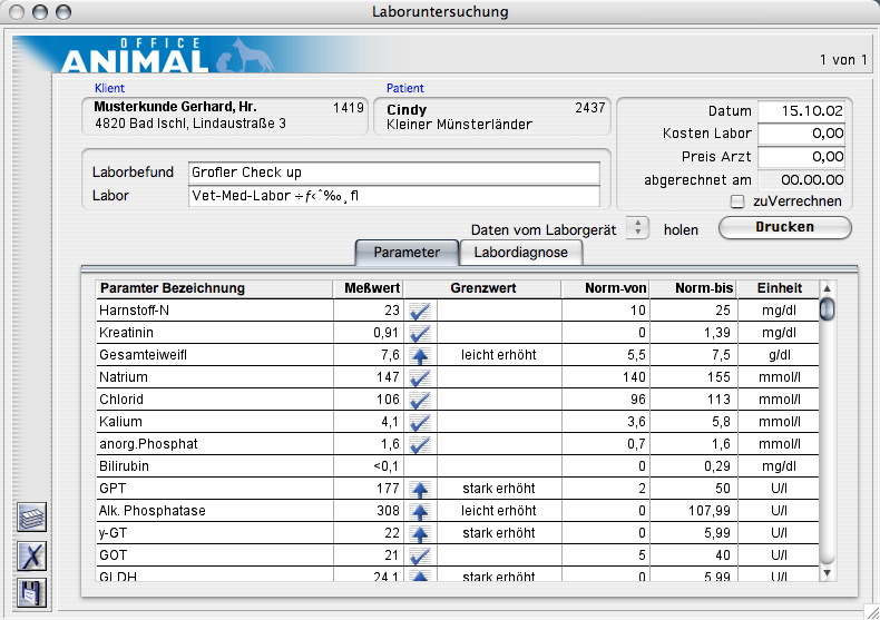 Detailanzeige Laborbefund Detailanzeige Laborbefund