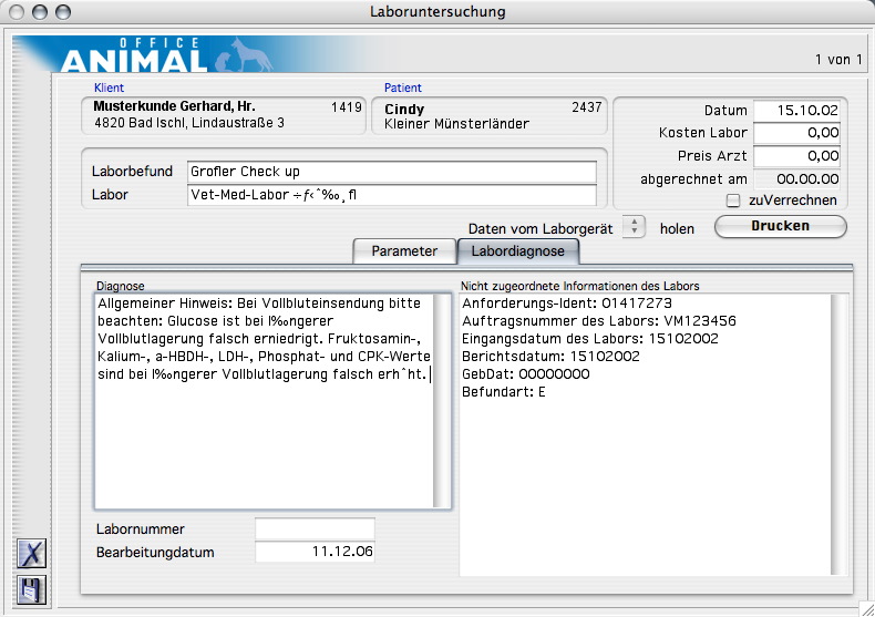 Detailanzeige Labordiagnose Detailanzeige Labordiagnose