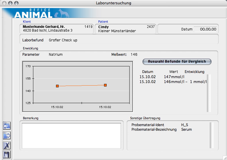 Labor ANZ VergleichMesswerte ANIMALoffice Screenshot: Labor ANZ VergleichMesswerte (ANIMAL-office LABOR)