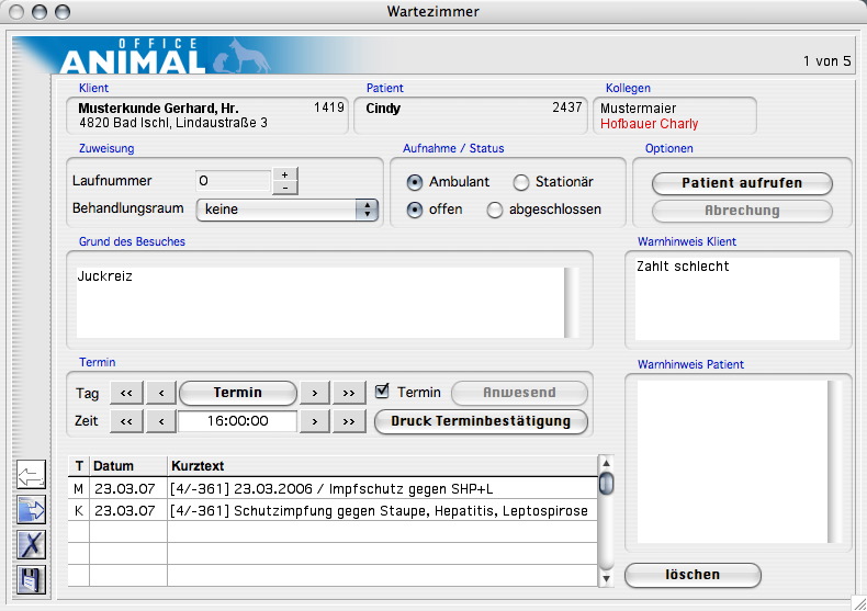 Eingabelayout Termine Wartezimmer Eingabelayout Termine Wartezimmer